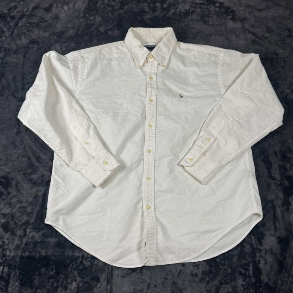 Polo Ralph Lauren Button Down Shirt Boys 12 White Long Sleeve Oxford Pony Logo